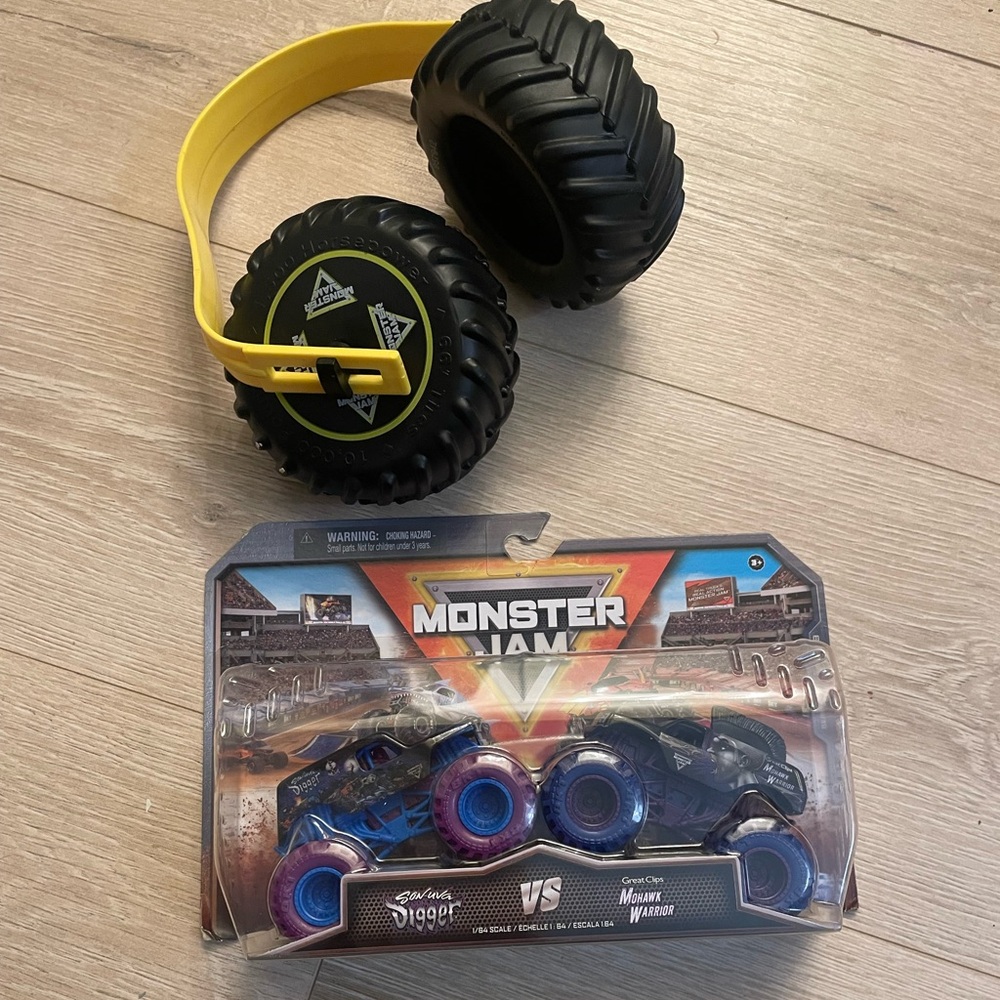 Monster Jam Bundle w/ Headset & Toy Trucks